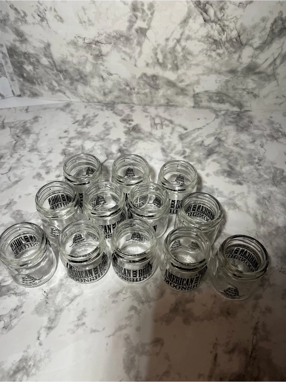 American Born Moonshine Mini Glass Jars Set of 12